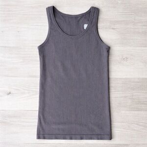 Athleta Ribbed Gray Tank Top Womens XS Fitted Workout Yoga Activewear Top
